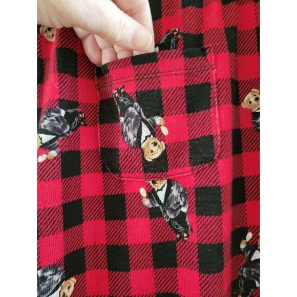 Polo Ralph Lauren Red Black Check teddy Bear pj set pajamas size Medium Sleep - Picture 6 of 12